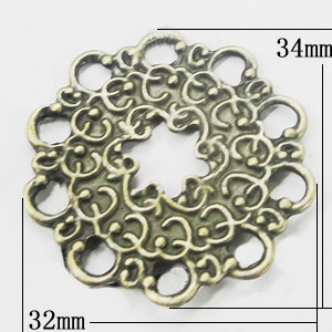 Connectors, Zinc Alloy Jewelry Findings, 32x34mm, Sold by Bag