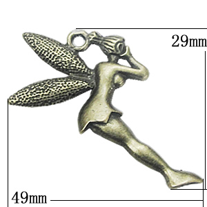 Pendant, Zinc Alloy Jewelry Findings, 49x29mm, Sold by Bag