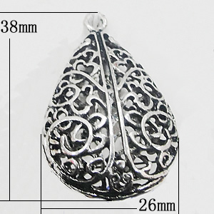 Pendant, Zinc Alloy Jewelry Findings, Teardrop 26x38mm, Sold by Bag