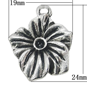 Pendant, Zinc Alloy Jewelry Findings, Flower 19x24mm, Sold by Bag