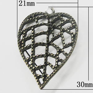 Pendant, Zinc Alloy Jewelry Findings, Leaf 21x30mm, Sold by Bag