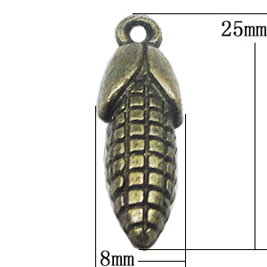 Pendant, Zinc Alloy Jewelry Findings, Corn 8x25mm, Sold by Bag