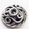 Hollow Bali Beads Zinc Alloy Jewelry Findings, 17mm, Sold by Bag