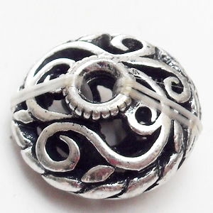 Hollow Bali Beads Zinc Alloy Jewelry Findings, 17mm, Sold by Bag