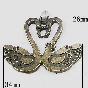 Pendant, Zinc Alloy Jewelry Findings, 34x26mm, Sold by Bag