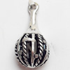Hollow Bali Pendant Zinc Alloy Jewelry Findings, 11x22mm, Sold by Bag