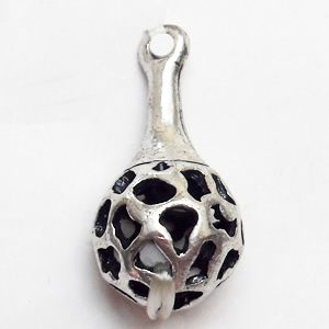 Hollow Bali Pendant Zinc Alloy Jewelry Findings, 10x21mm, Sold by Bag