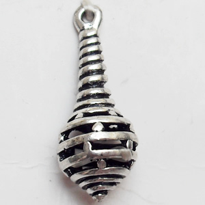 Hollow Bali Pendant Zinc Alloy Jewelry Findings, 10x25mm, Sold by Bag