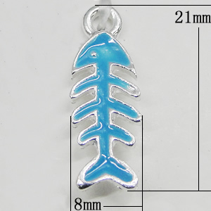 Zinc Alloy Enamel Pendant, Jewelry Findings, Fish 8x21mm, Sold by Bag