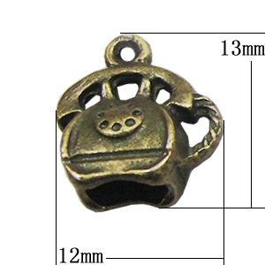Pendant, Zinc Alloy Jewelry Findings, 12x13mm, Sold by Bag