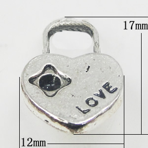 Pendant, Zinc Alloy Jewelry Findings, Key 12x17mm, Sold by Bag