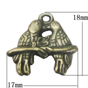 Pendant, Zinc Alloy Jewelry Findings, Bird 17x18mm, Sold by Bag