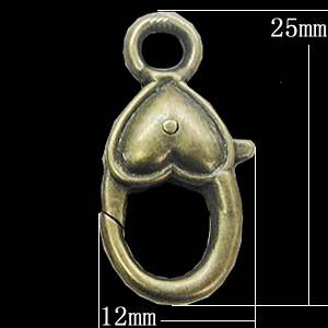 Zinc Alloy Lobster Claw Clasp, 12x25mm, Sold by Bag