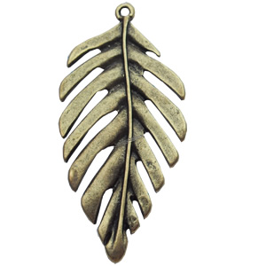 Pendant, Zinc Alloy Jewelry Findings, Leaf, 21x47mm, Sold by Bag