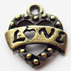 Pendant, Zinc Alloy Jewelry Findings, Heart, 14x16mm, Sold by Bag