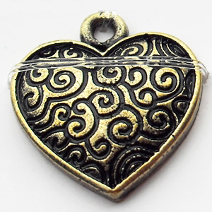 Pendant, Zinc Alloy Jewelry Findings, Heart, 15x16mm, Sold by Bag