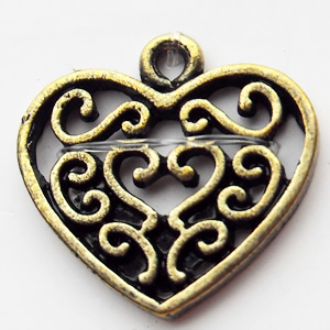 Pendant, Zinc Alloy Jewelry Findings, Heart, 18x17mm, Sold by Bag