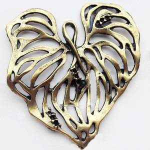 Pendant, Zinc Alloy Jewelry Findings, Leaf, 42x46mm, Sold by Bag