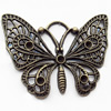 Pendant, Zinc Alloy Jewelry Findings, Butterfly, 48x39mm, Sold by Bag