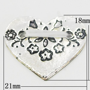 Connectors, Zinc Alloy Jewelry Findings, Heart 21x18mm, Sold by Bag