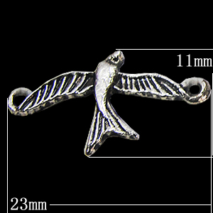 Connectors, Zinc Alloy Jewelry Findings, Bird 23x11mm, Sold by Bag