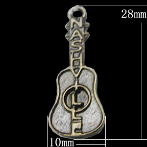 Pendant, Zinc Alloy Jewelry Findings, Guitar 10x28mm, Sold by Bag