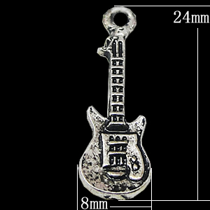 Pendant, Zinc Alloy Jewelry Findings, Guitar 8x24mm, Sold by Bag