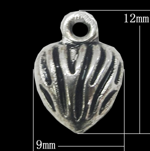 Pendant, Zinc Alloy Jewelry Findings, Heart 9x12mm, Sold by Bag