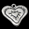 Pendant, Zinc Alloy Jewelry Findings, Heart 20x18mm, Sold by Bag