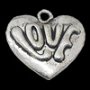 Pendant, Zinc Alloy Jewelry Findings, Heart 16x17mm, Sold by Bag