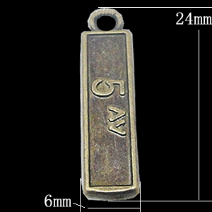 Pendant, Zinc Alloy Jewelry Findings, Rectangle 6x24mm, Sold by Bag