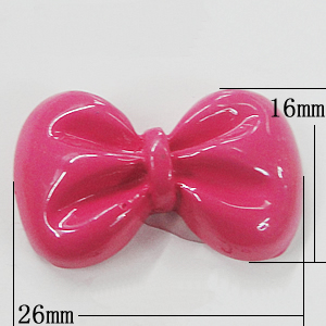 Resin Cabochons, No-Hole Jewelry findings, Bowknot 26x16mm, Sold by Bag