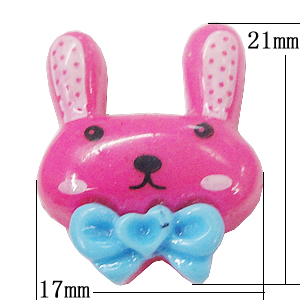 Resin Cabochons, No-Hole Jewelry findings, Rabbit 17x21mm, Sold by Bag