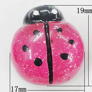 Resin Cabochons, No-Hole Jewelry findings, Ladybug 17x19mm, Sold by Bag