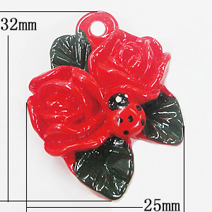 Resin Pendant, Flower 25x32mm, Sold by Bag