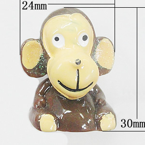 Resin Cabochons, No-Hole Jewelry findings, Monkey 24x30mm, Sold by Bag