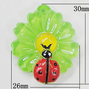 Resin Pendant, Flower 26x30mm, Sold by Bag