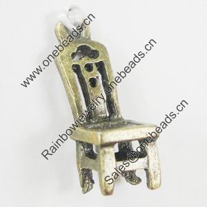Pendant, Zinc Alloy Jewelry Findings, Chair 7x19mm, Sold by Bag