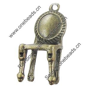 Pendant, Zinc Alloy Jewelry Findings, Chair 14x33mm, Sold by Bag