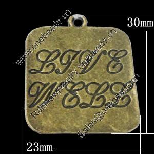 Pendant, Zinc Alloy Jewelry Findings, 23x30mm, Sold by Bag