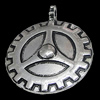 Pendant, Zinc Alloy Jewelry Findings, Flat Round 34x42mm, Sold by Bag
