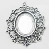 Zinc Alloy Pendant Settings, Outside diameter:35x48mm, Interior diameter:19x25mm, Sold by Bag