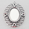 Zinc Alloy Pendant Settings, Outside diameter:37x48mm, Interior diameter:18x25mm, Sold by Bag