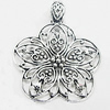 Pendant, Zinc Alloy Jewelry Findings, Flower 52x65mm, Sold by Bag