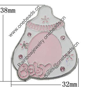 Zinc Alloy Enamel Cabochons, 32x38mm, Sold by Bag