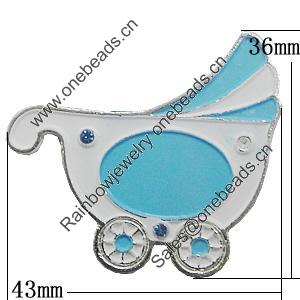 Zinc Alloy Enamel Cabochons, 43x36mm, Sold by Bag