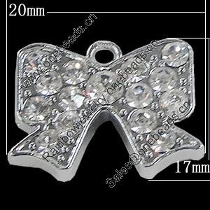 Pendant Setting Zinc Alloy Jewelry Findings, Bowknot 20x17mm, Sold by Bag