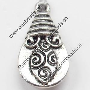 Pendant, Zinc Alloy Jewelry Findings, 11x21mm, Sold by Bag