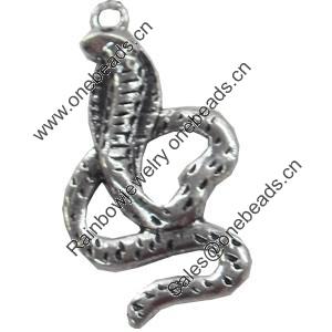 Pendant, Zinc Alloy Jewelry Findings, Snake, 18x33mm, Sold by Bag