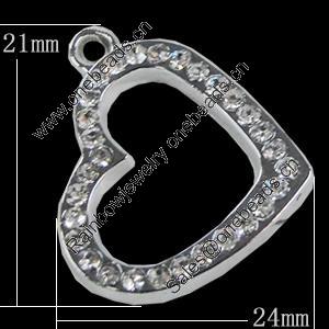 Pendant Setting Zinc Alloy Jewelry Findings, Heart 24x21mm, Sold by Bag